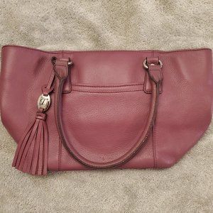 VGUC Mauve Tignanello Leather Tassel Tote Bag Purse